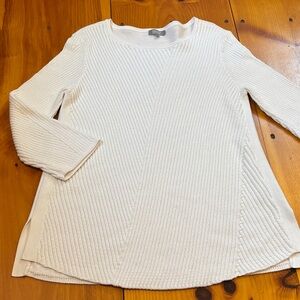 HABITAT M White Diagonal Knit Sweater Loose Sleeve Slit